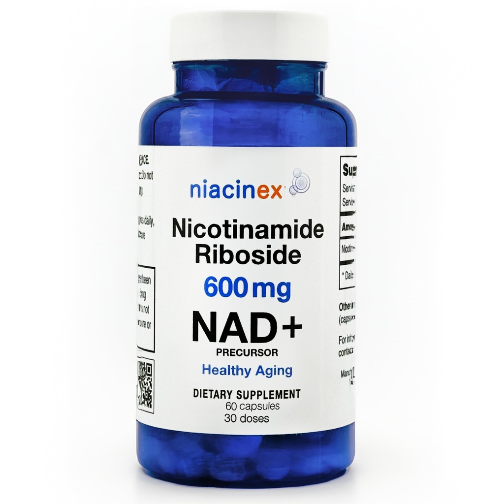 NAD+ Suplemento - 600mg Pure Nicotinamida Riboside (NR) - Envelhecimento saudável, Claridade Mental & Impulsionador de Energia - Suplementos de regeneração celular para mulheres e homens - 60 cápsulas NAD Plus - Made in USA