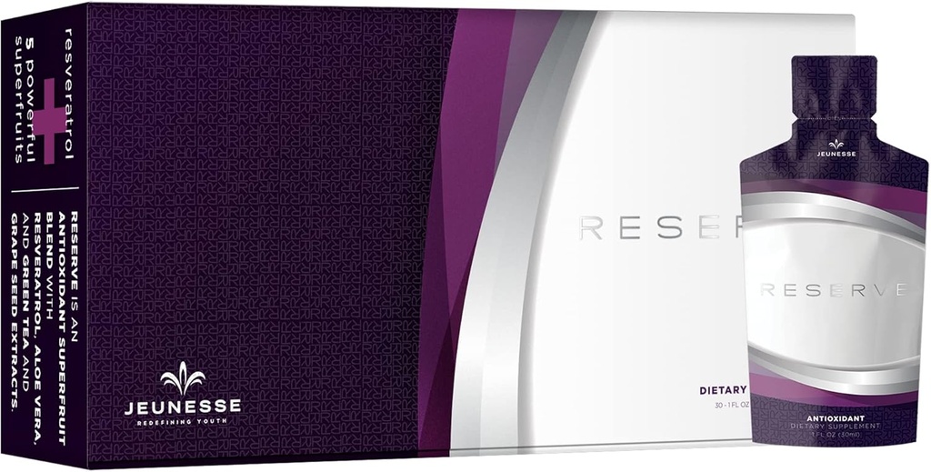 Jeunesse Reserva Global - Mistura de frutas antioxidante Suplemento Nutricional - 30 pacotes por caixa (30ml)