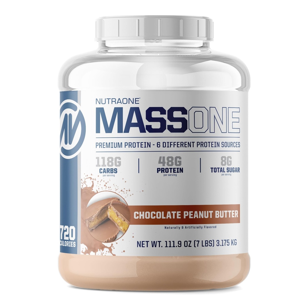 NutraOne massa massone Gainer proteína pó ganhar massa proteína substituição de refeição (chocolate amendoim manteiga - 7 lbs.)