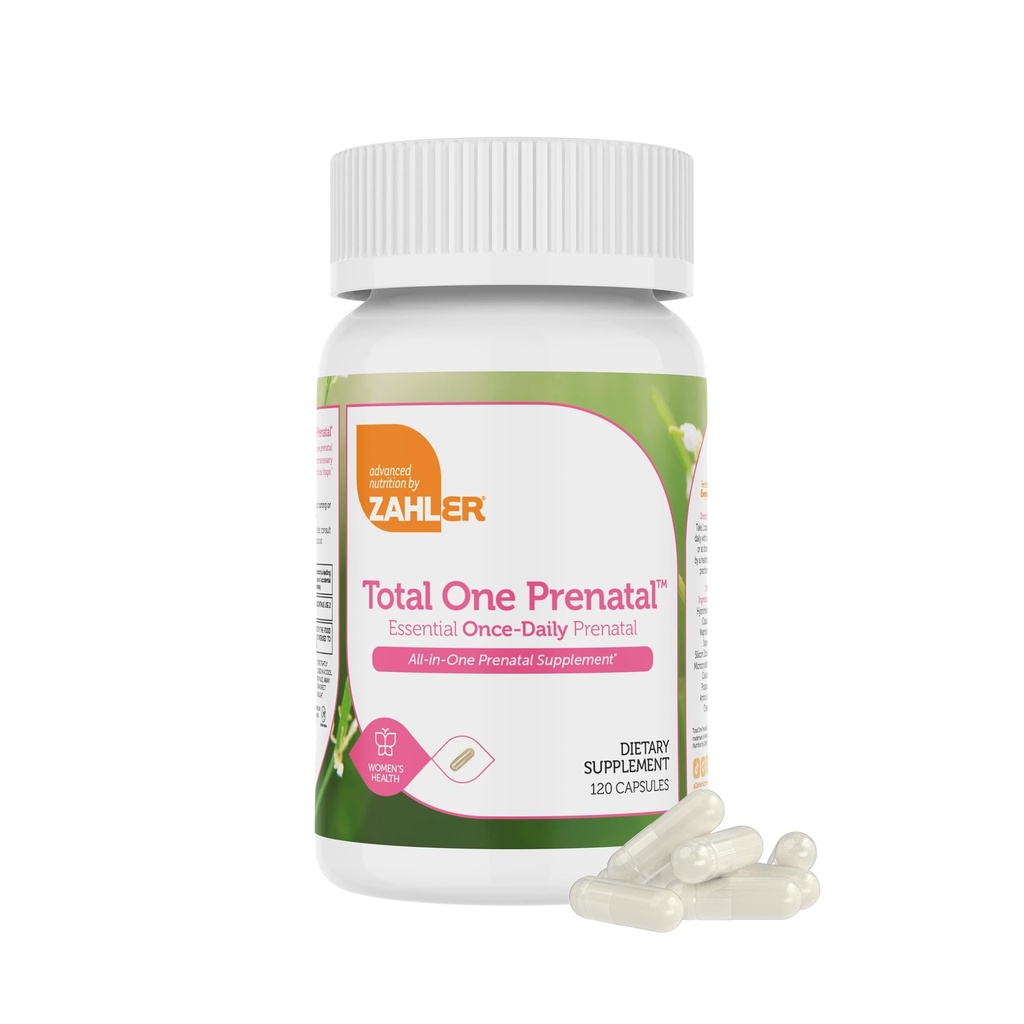 Zahler - Total de vitaminas pré-natais para mulheres (120 Count) Pré-natais de vitaminas diárias com ácido fólico, ferro, zinco e 19 Outras vitaminas essenciais e minerais - Kosher Pré Natal Cápsulas multivitaminas