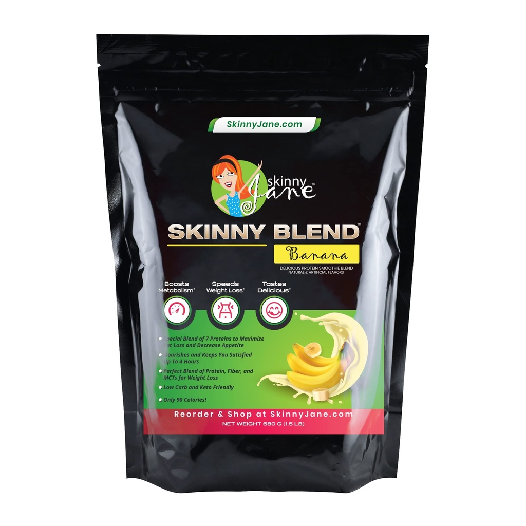 Mistura Skinny- Melhor Tasting Alta Protein Shake para as mulheres - Baixo Carb & Keto amigável substituição de refeições - Satisfação Fome & Boost Energia - Delicioso sabor smoothie - 30 Shakes - Banana