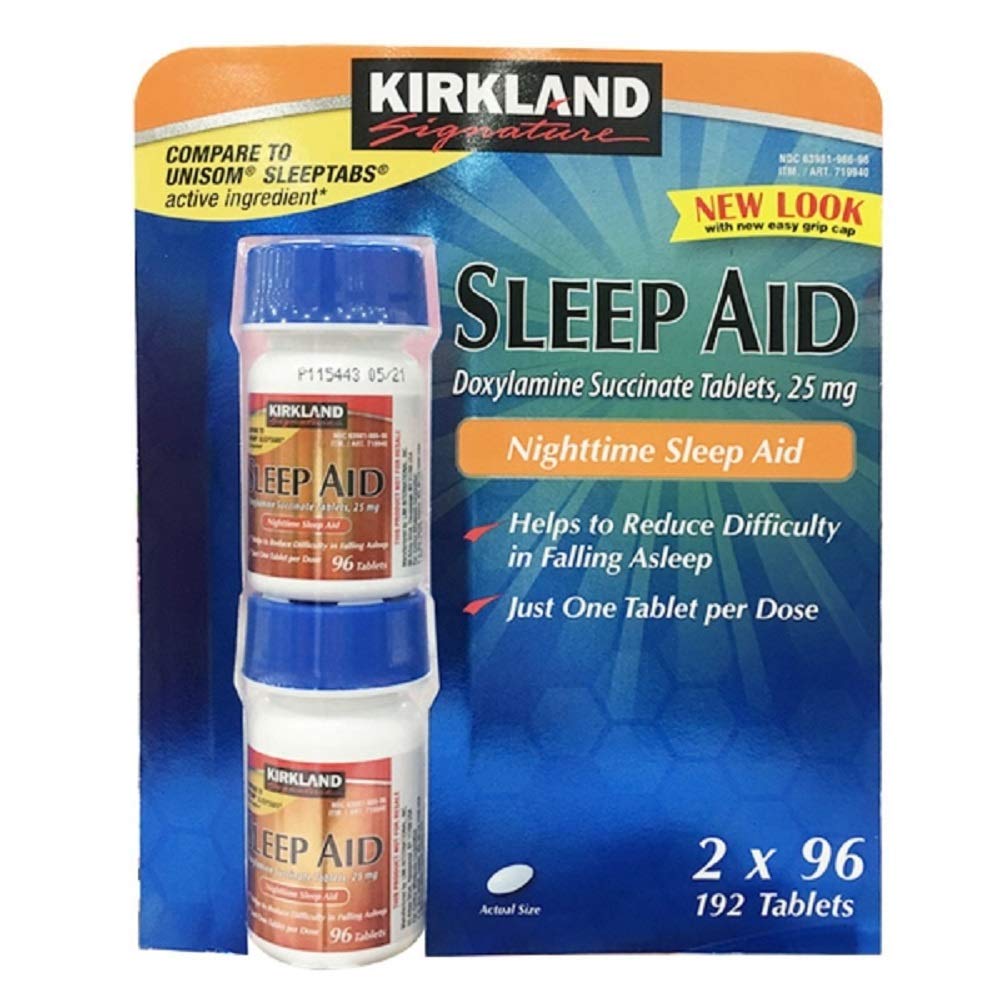 Kirkland Signature Sleep Aid Doxylamina Succinato 25 Mg, 2 embalagens (192 comprimidos)