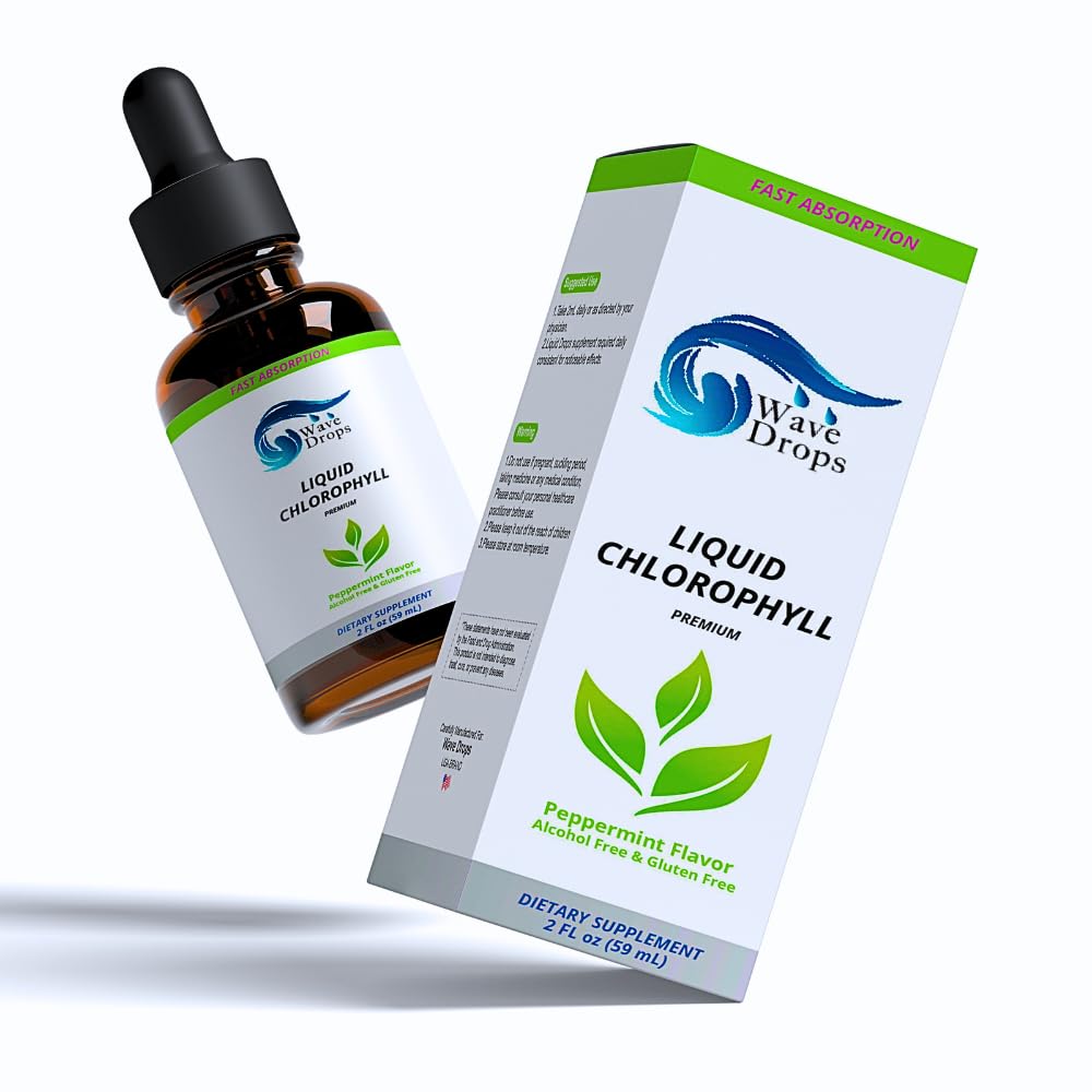 Clorophyll Liquid Drops - Clorophyll Líquido Absorvente Rápido - para aumento de energia natural e função imunitária -2Fl Oz