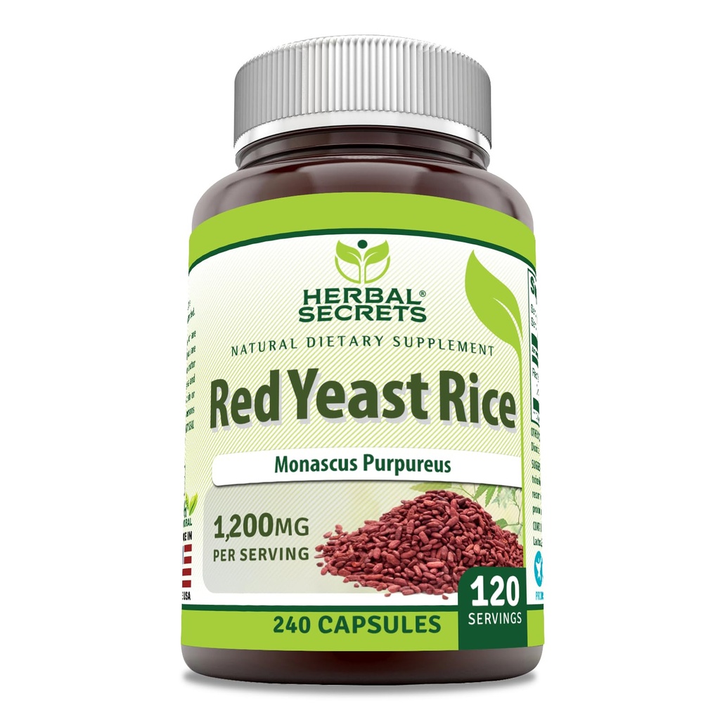 Herbal Secrets Red Yeast Rice 1200 Mg por serviço, 240 Veggie Capsules Supplement "!
