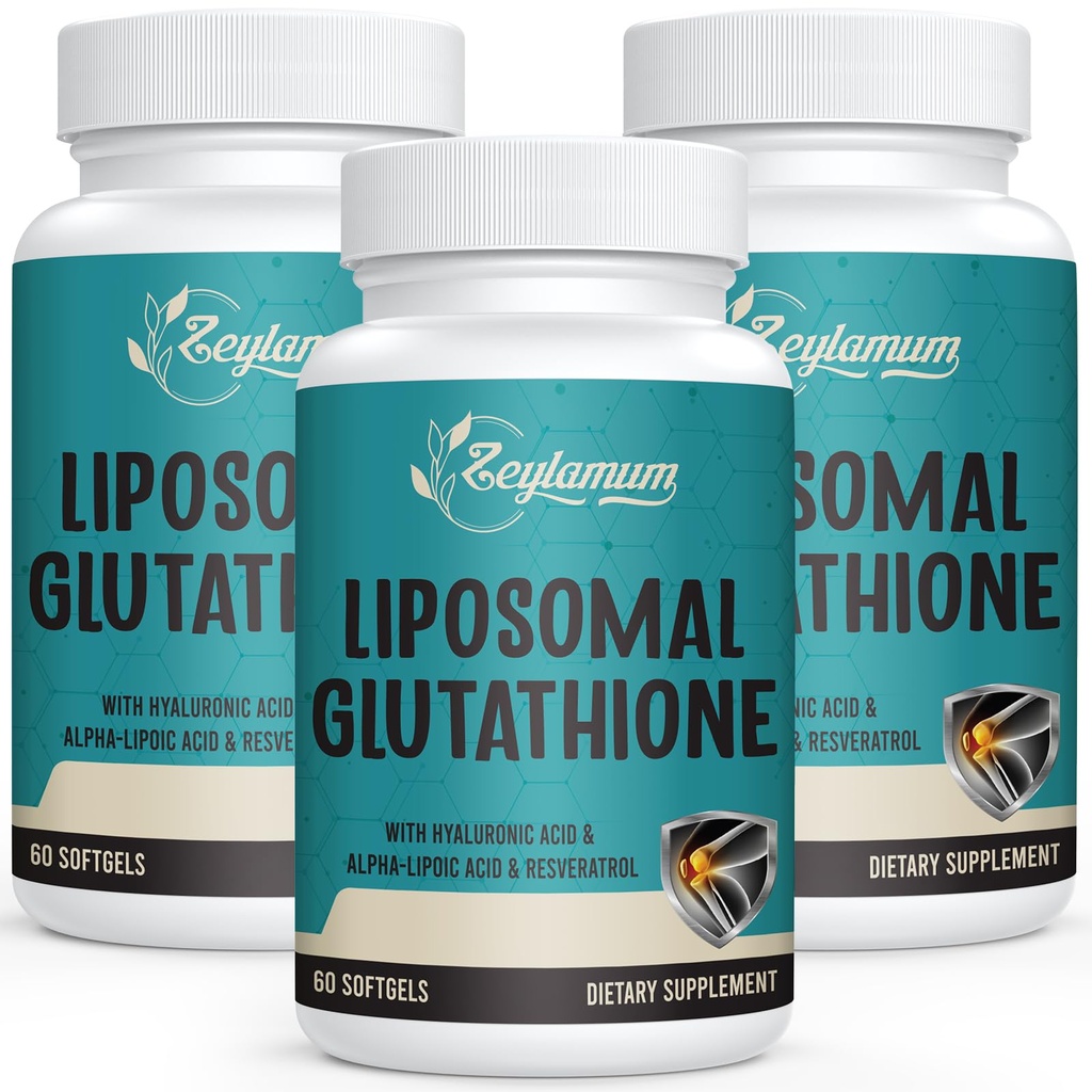 2400 MG Glutationa lipossómica Softgels, Absorção Max, Forma ativa L-Glutationa Reduced (GSH), com Ácido Hialurónico, Resveratrol, Master Antioxidants para Detox, Cérebro, Sistema Imune, 180 Softgels