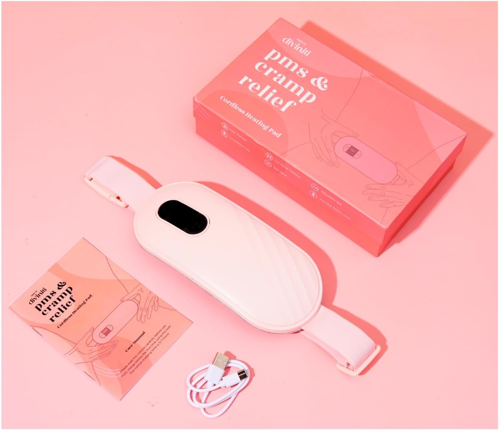 Almofada de aquecimento portátil para cãibras de período - período Cãibras alívio menstrual aquecimento almofada vibração aquecimento Pad para dor, bateria recarregável, sem fio - Wireless aquecimento Pad com massager namorada presentes