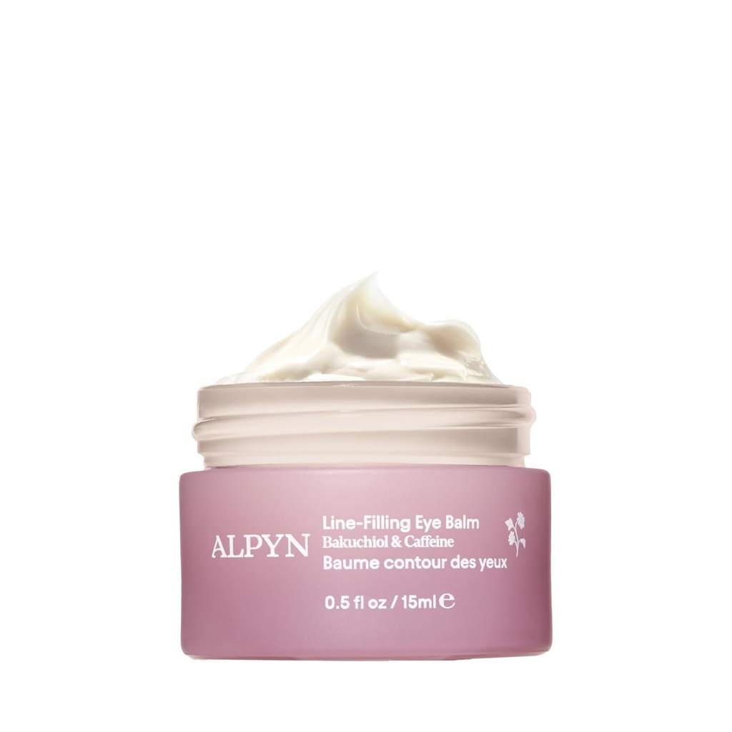 Alpyn Linha-Filling Eye Balm com Bakuchiol & Caffeine, Reduzir o olhar de linhas finas e rugas, Minimizar a aparência de Puffiness & Target círculos escuros, 0,5 oz / 14 ml