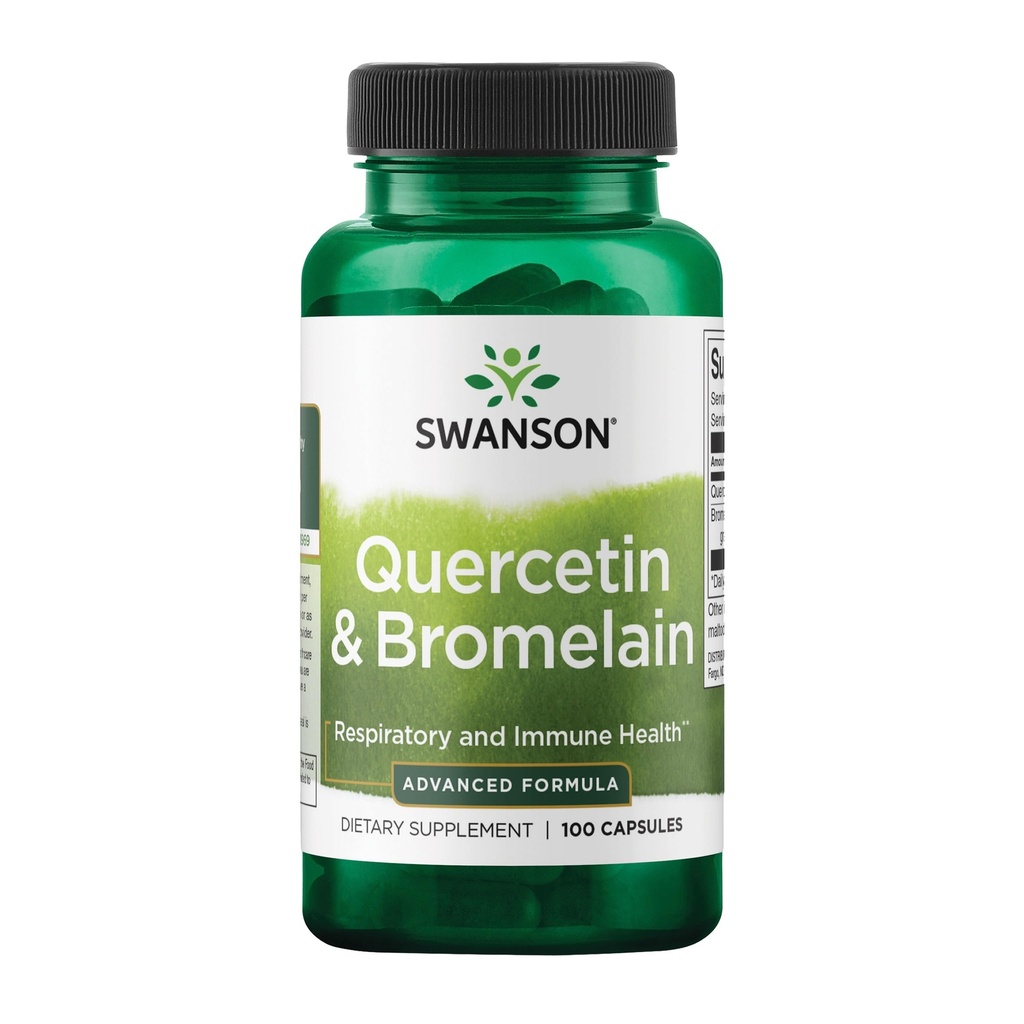 Swanson Quercetin & Bromelain-Promote Apoio à Saúde Respiratória-Ajuda Sistema Imune Sazonal Saúde-Suporte Níveis de colesterol Já w/i Faixa Normal 100 Caps (250mg Quercetin/78mg Bromelain)