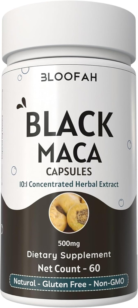 Cápsulas de Maca pretas 500mg 10:1 Extrair o pó de ervas concentradas Suplemento de ervas não-GMO, sem glúten, extrato de raiz de Maca