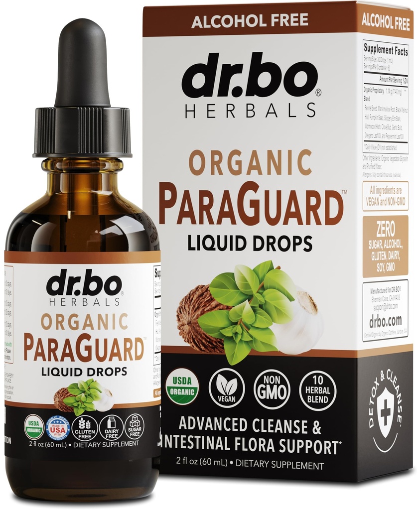 ParaGuard Cleanse Liquid Organic Detox - Suplemento de Fórmula de Guardas Orgânicas para Humanos com Clove de Nogueira Negra e Tintura de Orégano - Natural Herbal Intestinal Body Gut Cleanser 2 onças