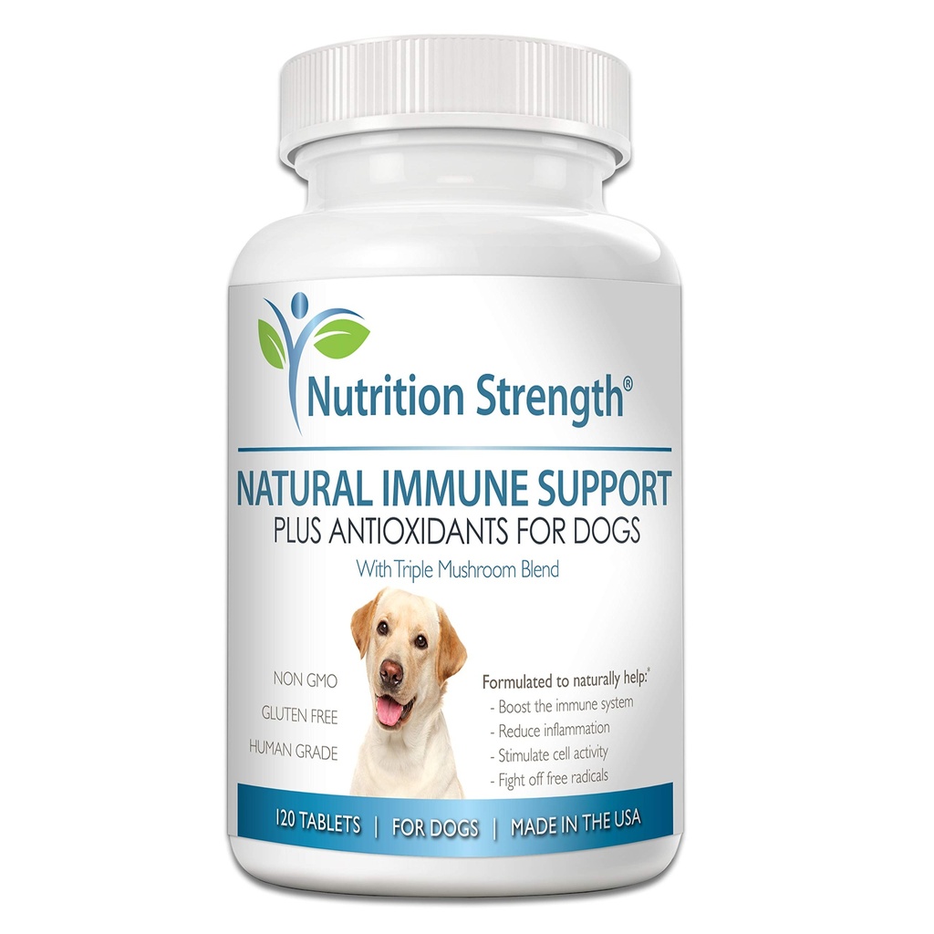 Suporte imunológico para cães mais antioxidante, Reishi, Shiitake, Maitake, Peru Cogumelos cauda para cães, com Coenzima Q10, Selênio, Vitamina A, 120 comprimidos mastigáveis