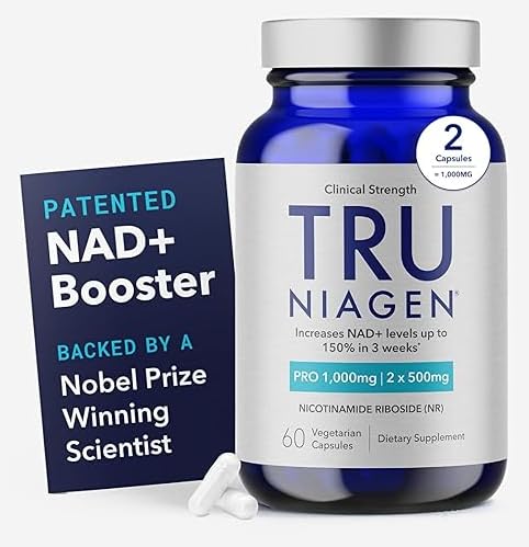 TRU NIAGEN PRO NAD+ Suplemento para Antienvelhecimento e regeneração celular, 2 x 500mg Niagen patenteado, 30 ServÃμes Suporta Energia Celular □ Nicotinamida Riboside (NR) Suplementos diários para homens e mulheres
