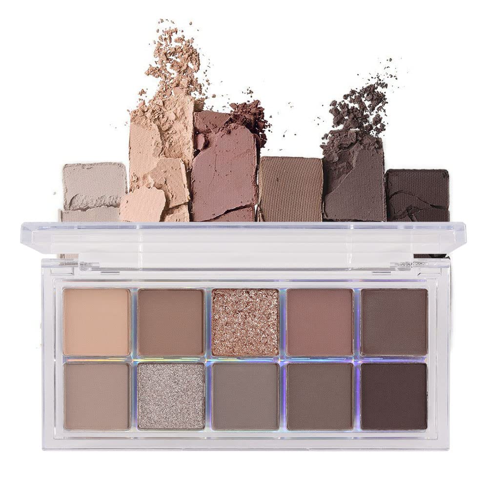 BINGBRUSH 10 cores escuro marrom cinza sombra pallet, alto Pigmentado Matte Shimmer sombra de olho, natural neutro brilhante sombra de olho final maquiagem paleta, kit de paletes de maquiagem vibrante