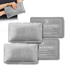 Pacotes de gelo reutilizáveis para lesões - (10" x 6") Pacote de gelo macio com 1 Velvet Lateral Tecido de velo macio, Conjunto de gelo de gel quente e frio flexível, Cinza, Pacote de 4