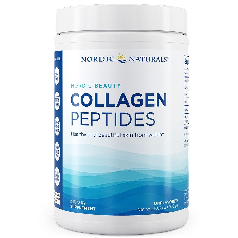 Naturals nórdicos Colágeno de beleza nórdico Peptídeos, sem sabor - 10.6 Ounces - Suplemento de colágeno para a saúde da pele e elasticidade - para bebidas quentes e frias - 30 Servings