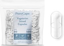 PureCaps EUA - Cápsulas vegetarianas Vegan Pill Vazio Tamanho 00 ou 500 comprimidos integrados Não-GMO Certified SLS, Gluten, Preservative Free