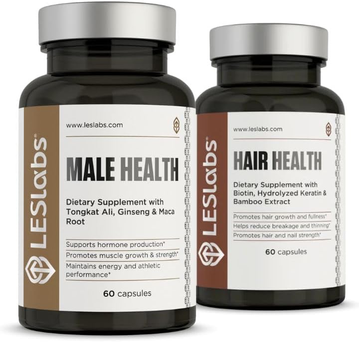 LES Labs Mature Masculino Bundle- Saúde Masculino e Saúde do Cabelo Suporte Níveis de hormônio masculino saudável, Endurance e uma grande cabeça de cabelo