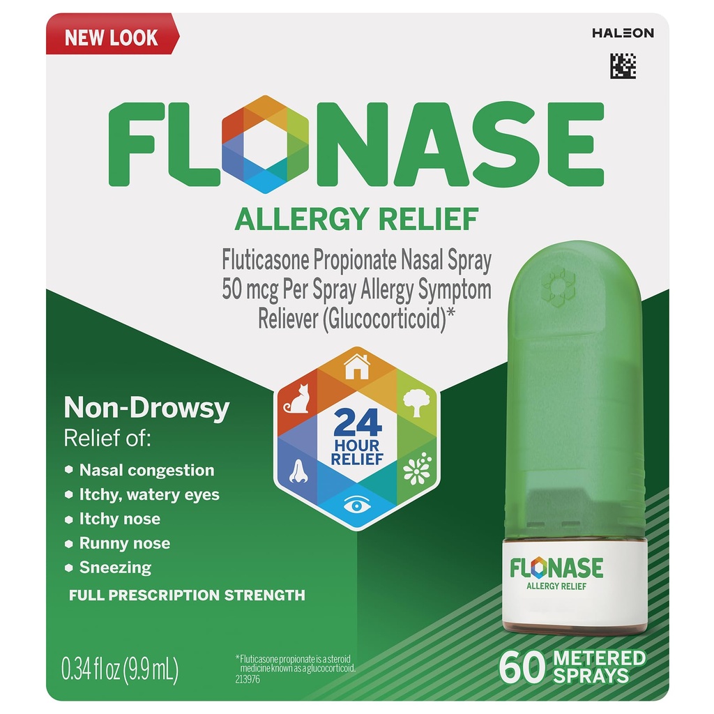 Fluonase Alergia Alergia Pulverização nasal, 24 horas não Drowsy Alergia Medicina, Pulverização nasal medida - 60 Sprays