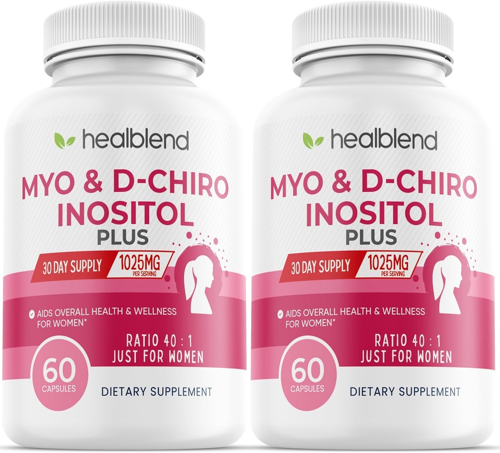 Myo & D-Chiro Inositol Plus Suplemento Mistura, Equilíbrio Hormonal, Ovulação saudável e Global bem-estar Suporte para mulheres, fertilidade e saúde da gravidez (2 Pack)