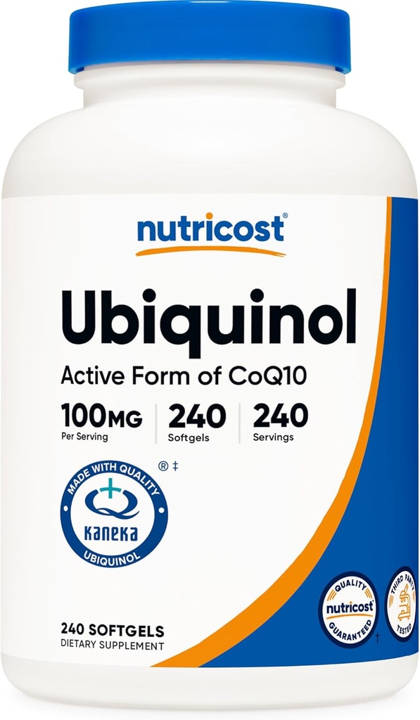 Nutricost Ubiquinol Softgels (100mg, 240 Softgels) - Antioxidante de Absorção Superior □ Forma ativa do CoQ10 - Sem glúten, Não-GMO
