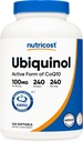 Nutricost Ubiquinol Softgels (100mg, 240 Softgels) - Antioxidante de Absorção Superior □ Forma ativa do CoQ10 - Sem glúten, Não-GMO