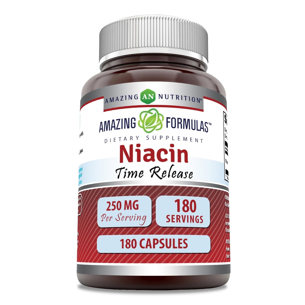 Fórmulas surpreendentes Niacin (Vitamina B3) 250 mg 180 Cápsulas Suplemento