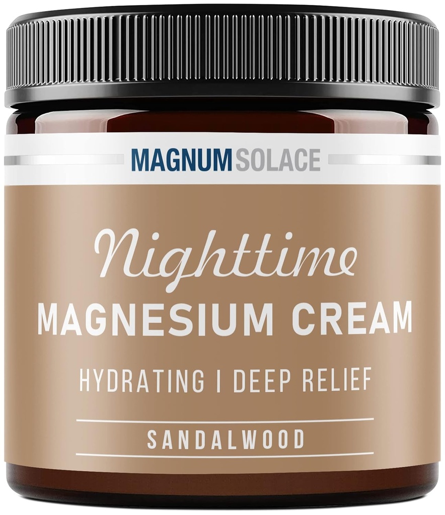 Loção de magnésio – Creme de magnésio noturno – Aplicar aos músculos da perna, braços ou peito – Cloreto de magnésio tópico – EUA Feito e seguro para crianças (Sandalwood) 4 Fl Oz (Pacote de 1)