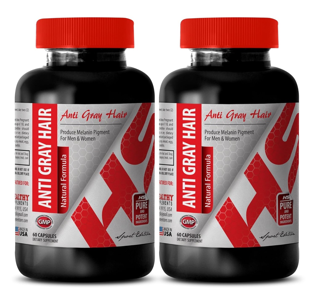 Saw palmetto com raiz urtiga - ANTI GRAY HAIR NATURAL FORMULA - suplemento para perda de cabelo, suplemento de cabelo anti-cinzento para homens e mulheres, suplemento de cabelo grisalho para reverter, suplementos de cabelo, 2 Bot 120 Caps