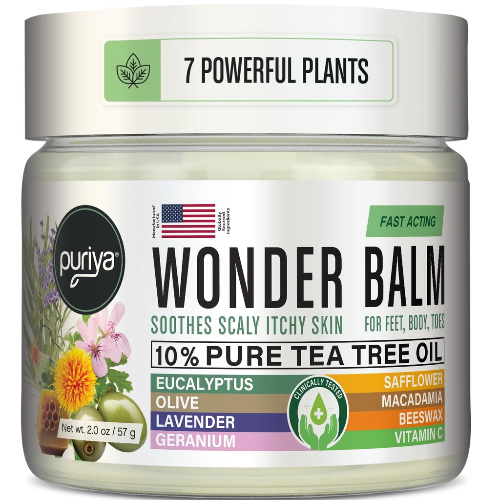 Óleo de árvore de chá Balm, Força extra, Emparelhar bem com Jock Comichão Creme, Spray, Atletas Pé, Creme de verme para humanos, Creme de erupção, Atuar rápido para seco, Pele comichosa, Planta Powered Wonder Balm