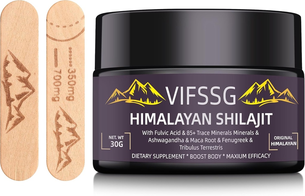 Shilajit Puro Himalaia Orgânico, 700 Mg Suplemento Shilajit, Shilajit Resina Orgânico, Ouro Grau Natureza Shilajit com 4 em 1 Complexo para suporte energético, 30 Grams, 1 Pacote