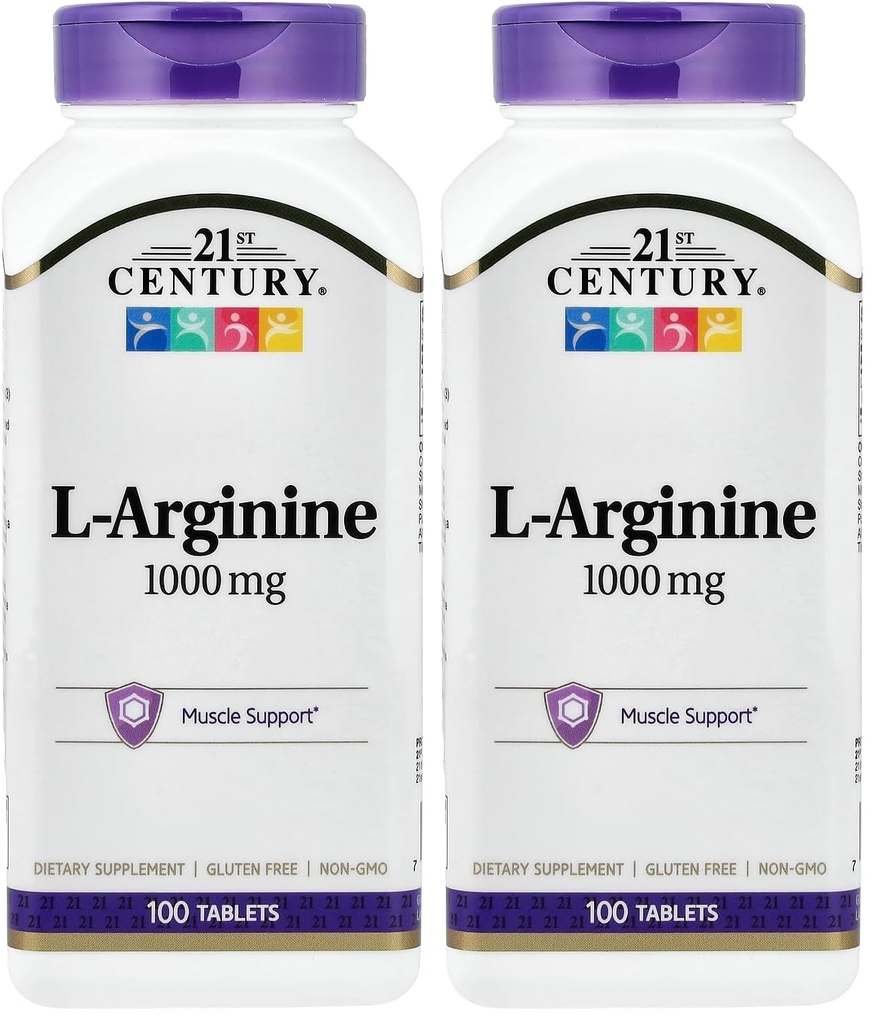 21o século L-Arginina 1000mg, força máxima 100 ea (Pacote de 2)