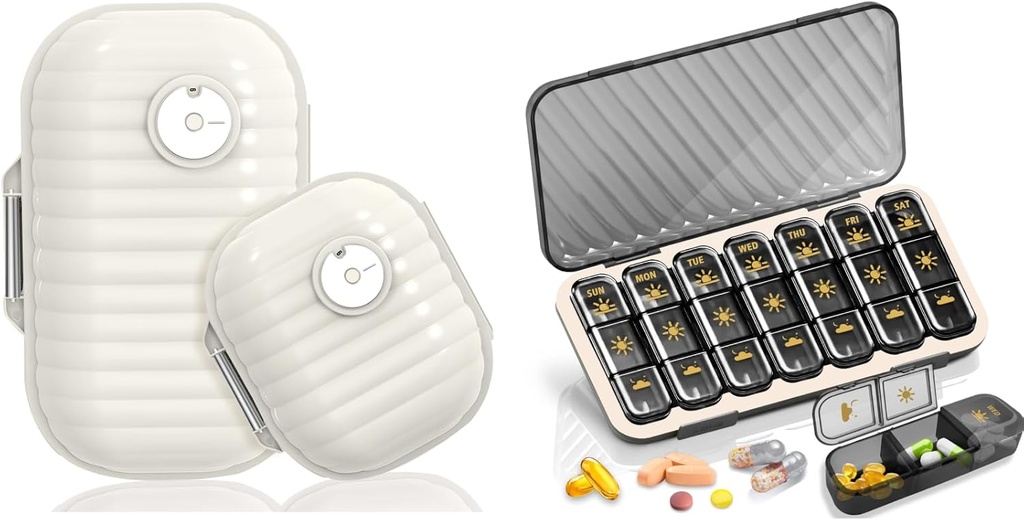 Organizador de pílulas semanal, Organizador de pílulas de viagem, Caixa de pílulas de viagem grande 7 dias, Am Pm Três caso de pílula diária com recipiente de medicina removível