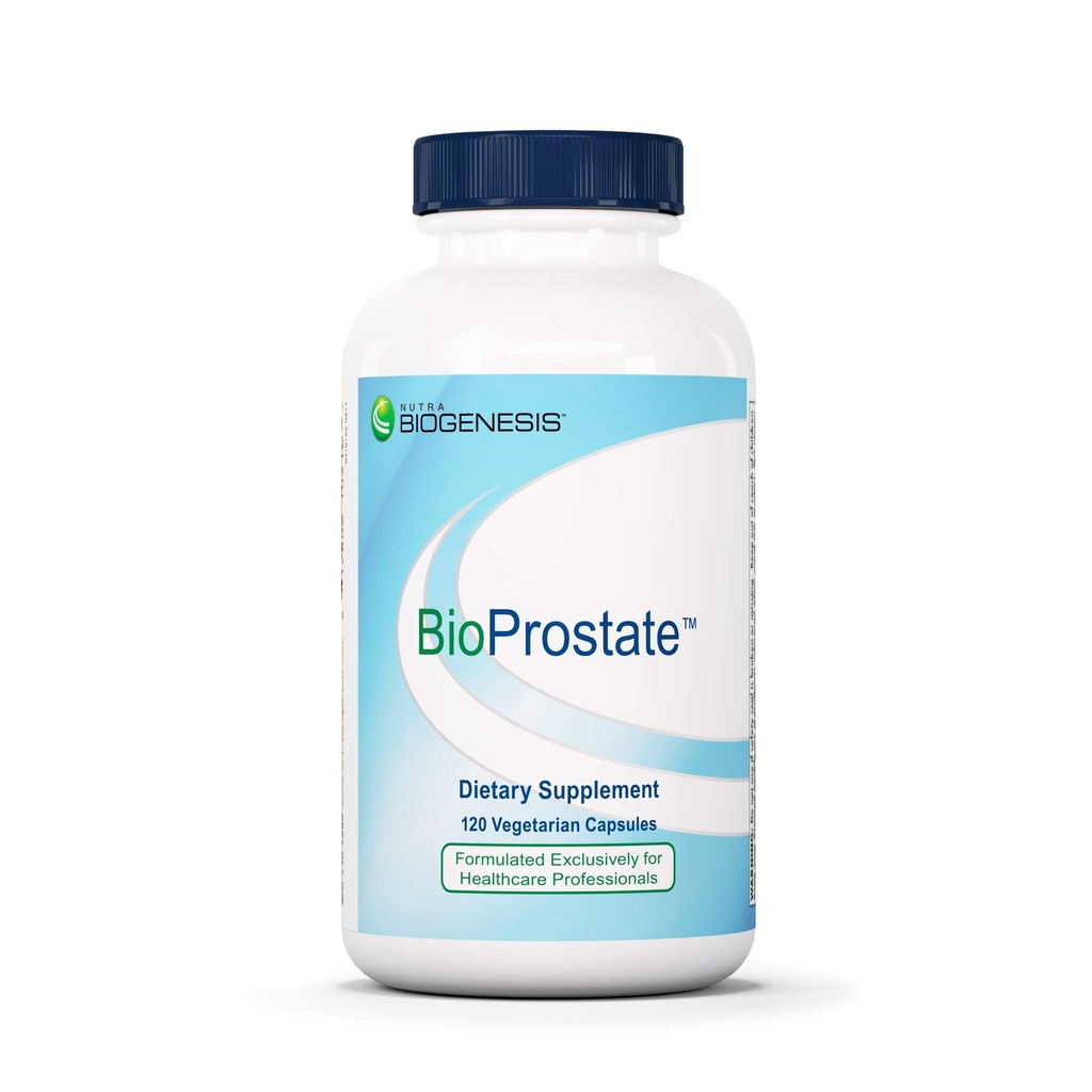 Nutra BioGenesis BioProstate - Serra Palmetto para homens, Suplementos de saúde da próstata para homens, Suporte ao fluxo de urinação com sementes de abóbora, Nettle & Pygeum - 120 Cápsulas Vegan