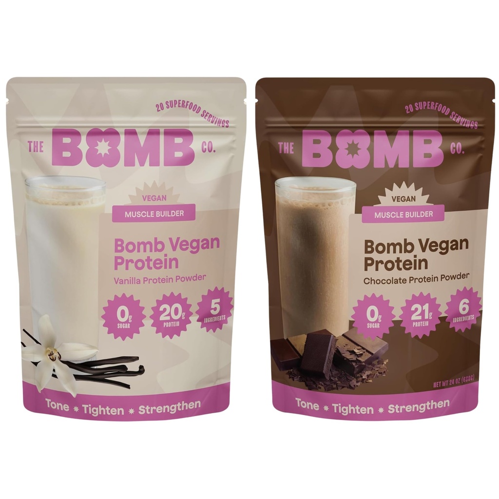 Bombas de mistura A bomba Co. proteína de planta de bomba, Chocolate & Vanilla proteína em pó com 21g de proteína, aminoácidos, açúcar zero, proteína de ervilha, cacau, sementes de chia, baunilha e fruta Monk, 40 Srvgs