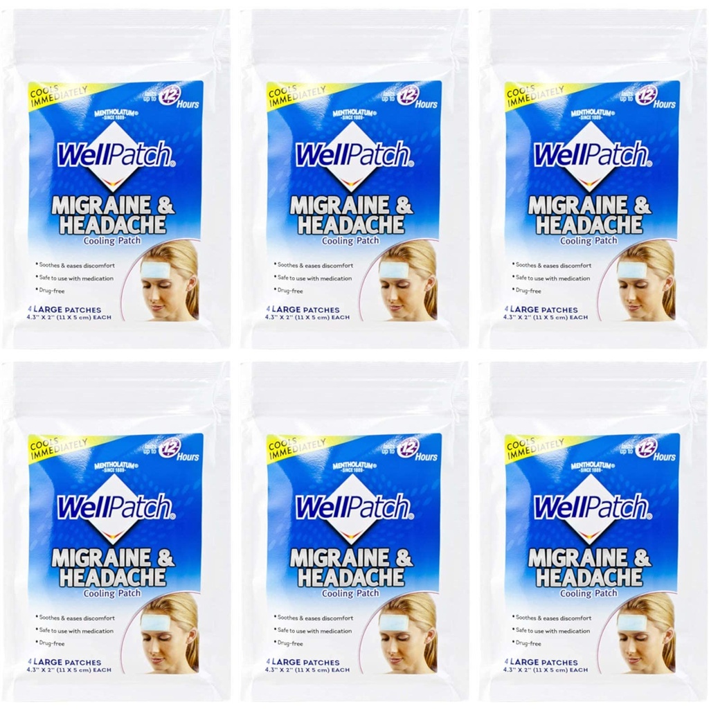BemPatch Cooling Cefaleias Pads, Enxaqueca 4 Pads em uma embalagem. (Pacote de 6)= 24pads