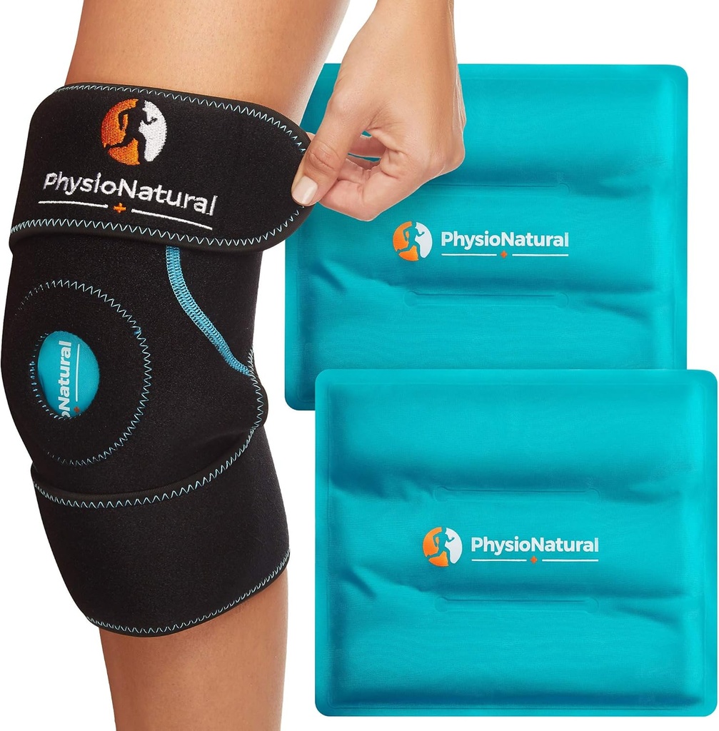 FisioPacote de gelo natural para alívio da dor do joelho, Reusable Gel Ice Wrap para lesões nas pernas, Inchaço, Cirurgia de substituição do joelho, Terapia com compressão fria para artrite, Meniscus Tear e ACL