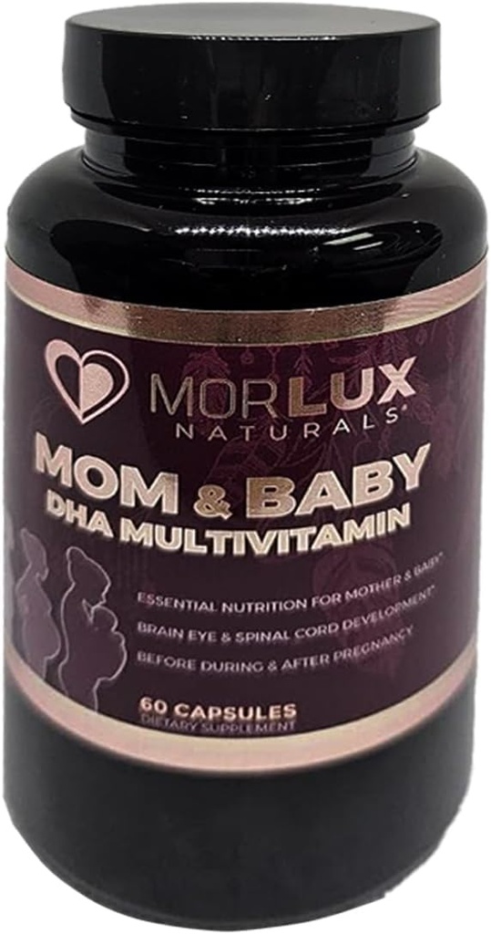Mamãe e bebê DHA Multivitamin – Vitaminas pré-natais e pós-natais para as mulheres – Suporta cérebro do bebê, olho & desenvolvimento ósseo – Não-GMO, Gluten-Free, 60 Cápsulas