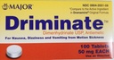 Dimenidrinato ® Major Driminate 50mg 100 Ct para Náuseas, Tonturas e Vómitos da Doença de Movimento