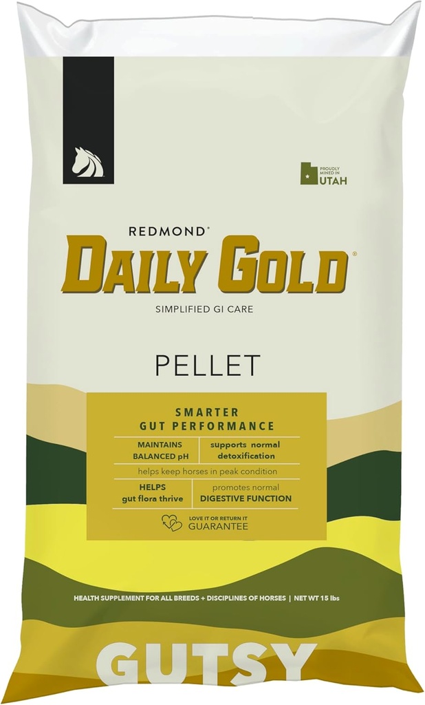 REDMOND Daily Gold Pellets Stress Alief, Natural Healing Clay para úlceras gástricas em cavalos (15 LB)