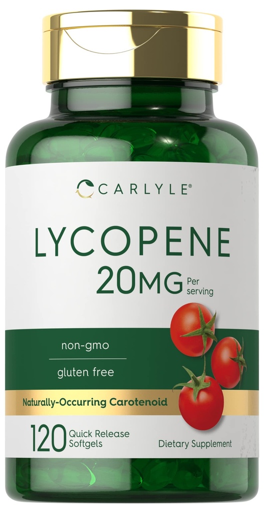 Carlyle Lycopene 20mg 120 Softgels □ Suplemento sem glúten e não OGM