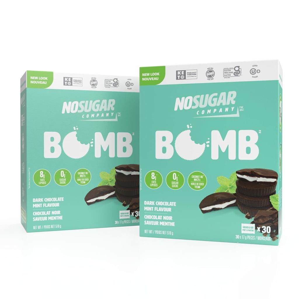 Sem xícaras de Keto de açúcar, chocolate hortelã, 60 xícaras - tratamento seguro diabético, baixo líquido de carboidratos (1g), livre de açúcar (0g) Keto Fat Bomb Snacks com 7g de gordura saudável - sem glúten, tudo natural, não-GMO