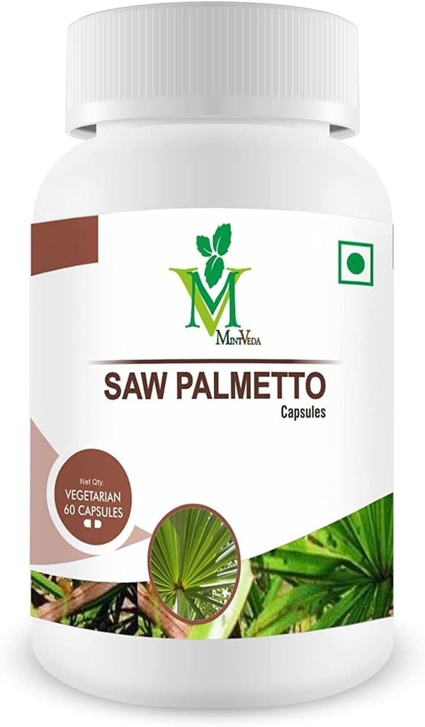 Saw Palmetto Extract Cápsulas 800mg Suplemento dietético para o crescimento do cabelo Suporta saúde da próstata e saúde urinária Bom & Natural -60 Veg Cápsulas