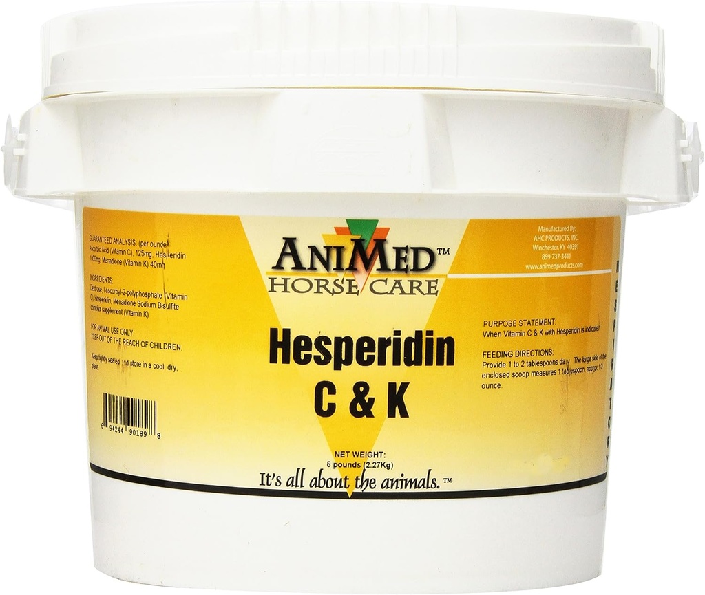 AniMed Vitamina C e K com suplemento de Hesperidina para cavalos, 5 libras