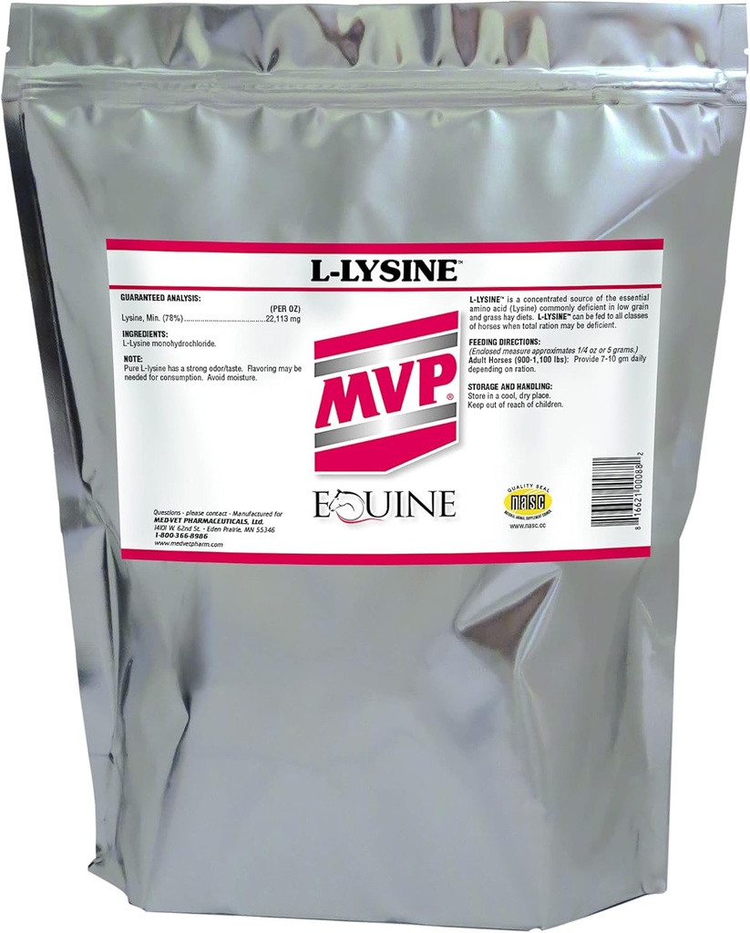 MVP L-Lysina (10lb) para suporte muscular/imune de equídeos