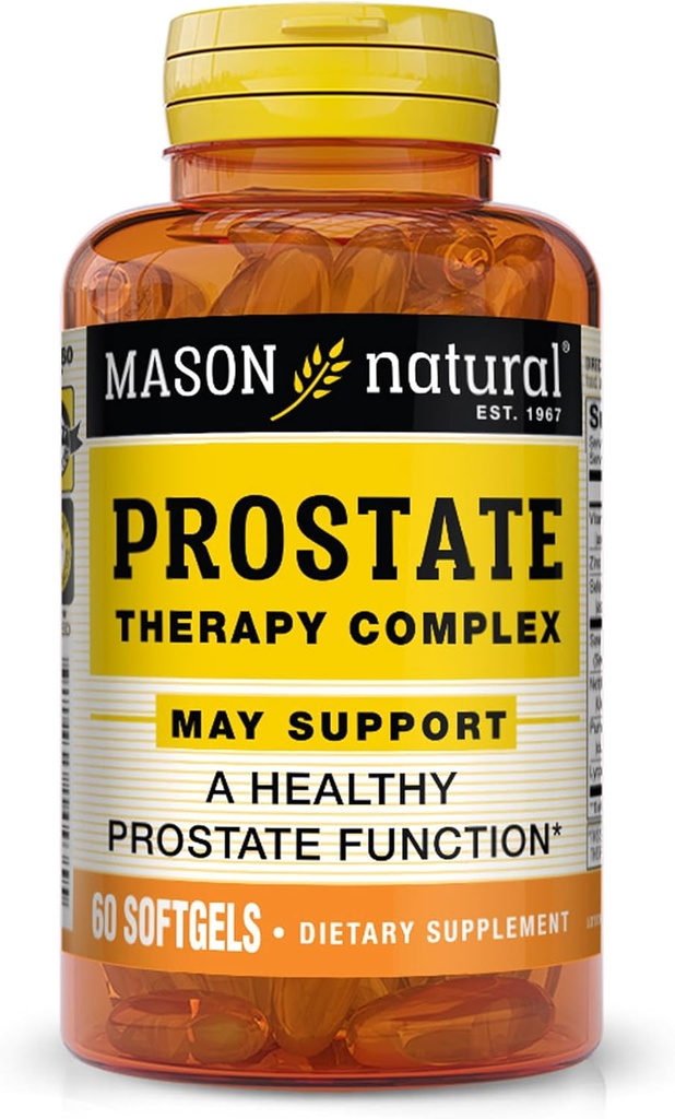 Complexo de Terapia de Próstata NATURAL MASON com Serra Palmetto, Raiz de Nettle e Óleo de Sementes de Abóbora - Suporta uma Função de Próstata Saudável*, 60 Softgels