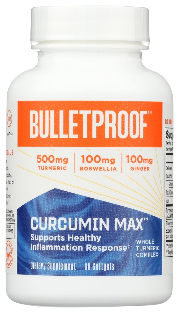 Softgels de resposta à inflamação de Curcumina Turmérica à prova de balas, 60 Count, Keto Supplement for Joint and Inflamation Support, Antioxidant Support, Packaging May Vary