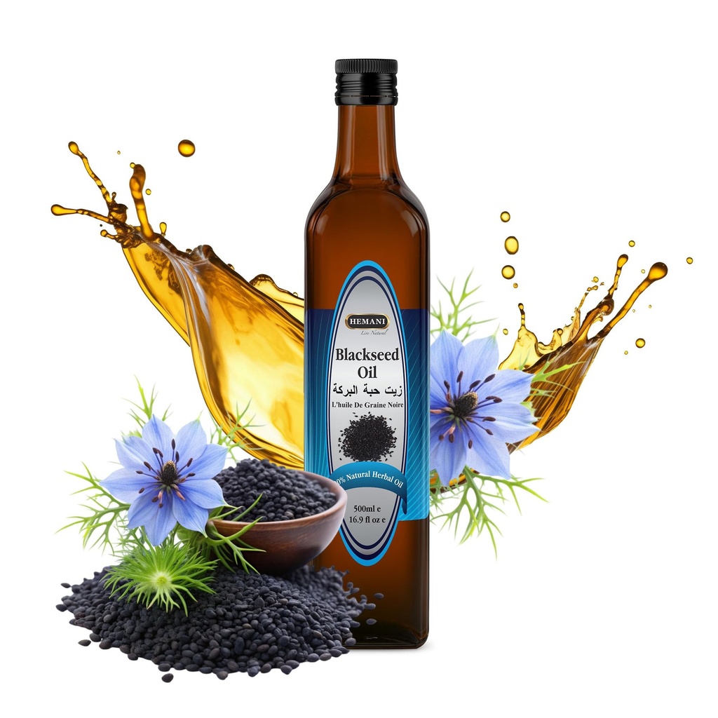 Hemani Black Seed Oil Cold Pressed 16.91 Oz I 500ML I 100% Natural I Solvente Grátis I AKA Nigella Sativa I Kalonji I Black cominho semente Óleo
