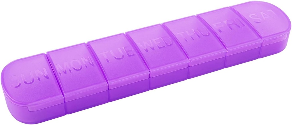Organizador de comprimidos semanal, uma vez por dia, 7-dia caixa de pílulas recipiente, Matte roxo, grande 7 compartimento Vitaminas caso comprimido dispensador para medicina, medicamentos, óleo de peixe, suplementos, cápsula, tablet