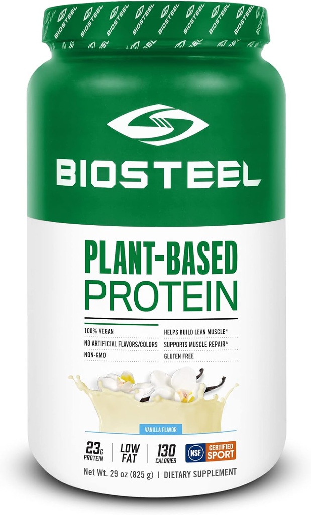 BioSteel Vegan Protein Powder - Vanilla, NSF para o esporte, 1,8 lbs, 22g Protein, 25 Servings - Planta based Protein Powder com arroz marrom, sementes de ervilha e abóbora - Premium Protein Powder