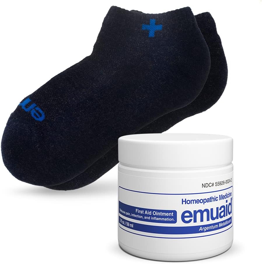 Emuaid Nail Fungus Bundle força regular com meias iônicas de prata